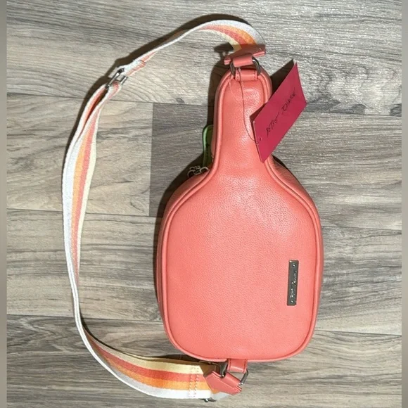 Betsey Johnson Pickle Ball Championship Purse Crossbody Bag Coral NEW With Tags - Picture 3 of 5